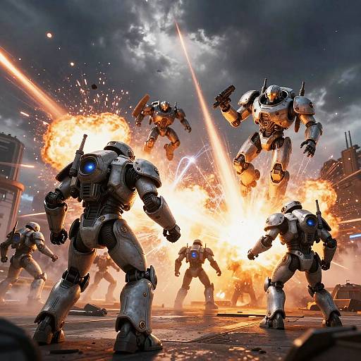 Futuristic Mech Battle Scene