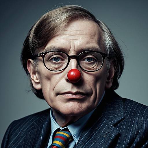 Portrait of Man Wearing Red Clown Nose and Glasses