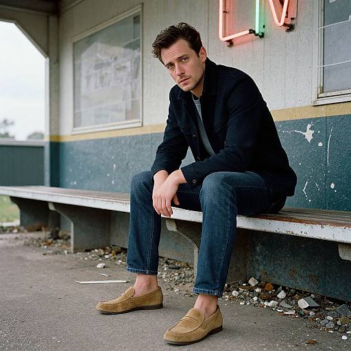 Stylish Man at Abandoned Station