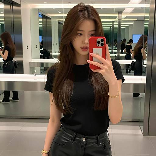 Mirror Selfie of Stylish Young Woman