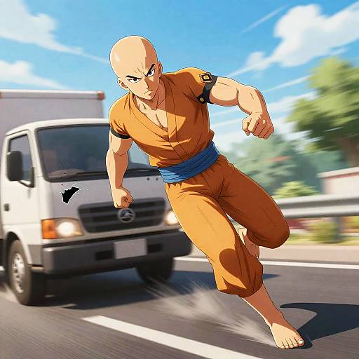 Saitama Running from Truck-Kun