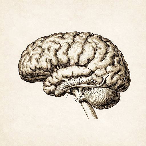 Vintage Brain Side View Illustration