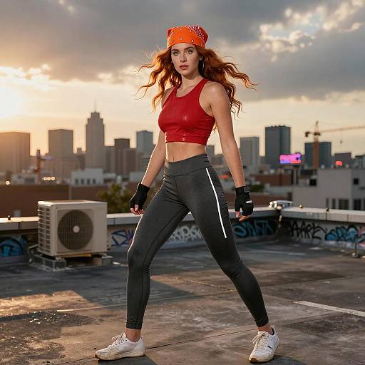 Golden Hour Rooftop Athletic Portrait