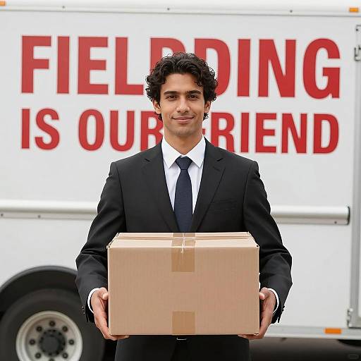 Delivery Man with Cardboard Box