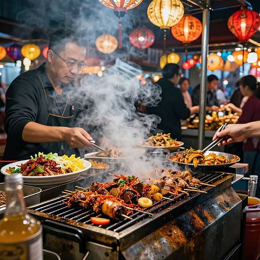 Vibrant Night Market Street Food