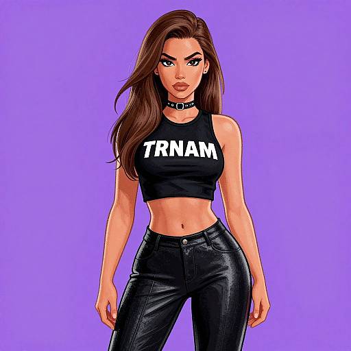 Confident Woman in Black Leather