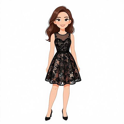 Chic Woman in Black Lace Dress