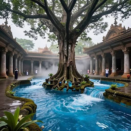 Mystical Temple with Crystal Blue Streams