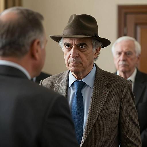 Intense Gaze of a Gray-Haired Man