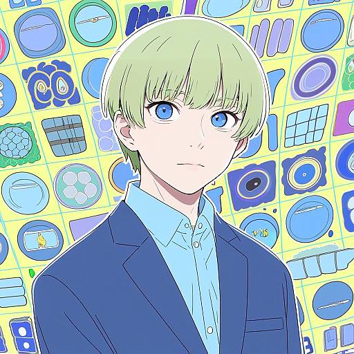 Illustration of Hanazawa teruki, mob psycho 100 in the style of Menma (enaic31)
