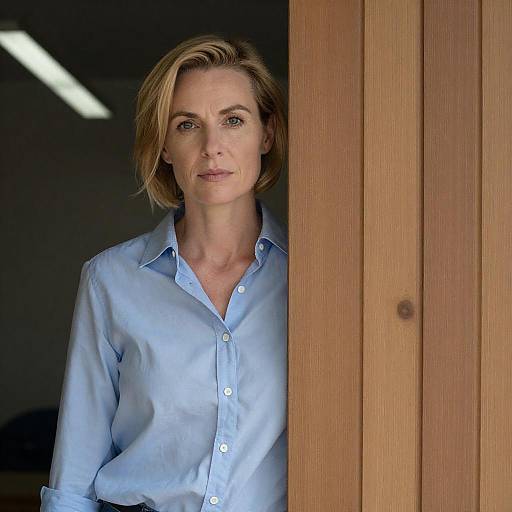 Blonde Woman Behind Wooden Wall