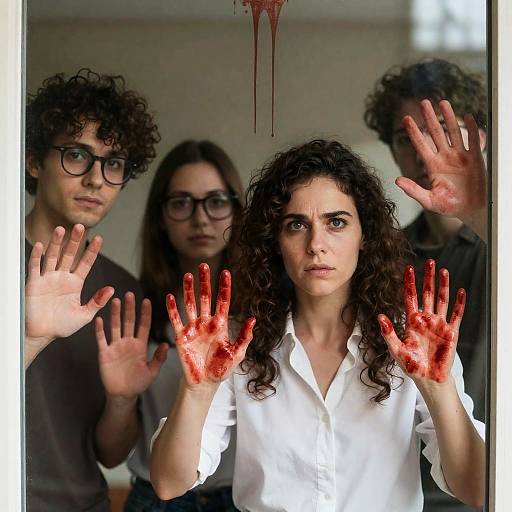 Haunting Portrait of Blood-Stained Hands