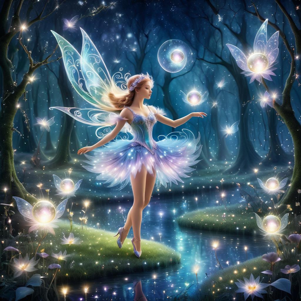 Whimsical Fairy Dance in Moonlit Glade