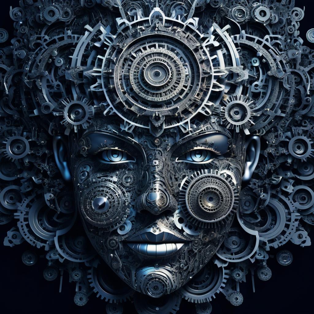 Surreal Gears Face with Detailed Particles