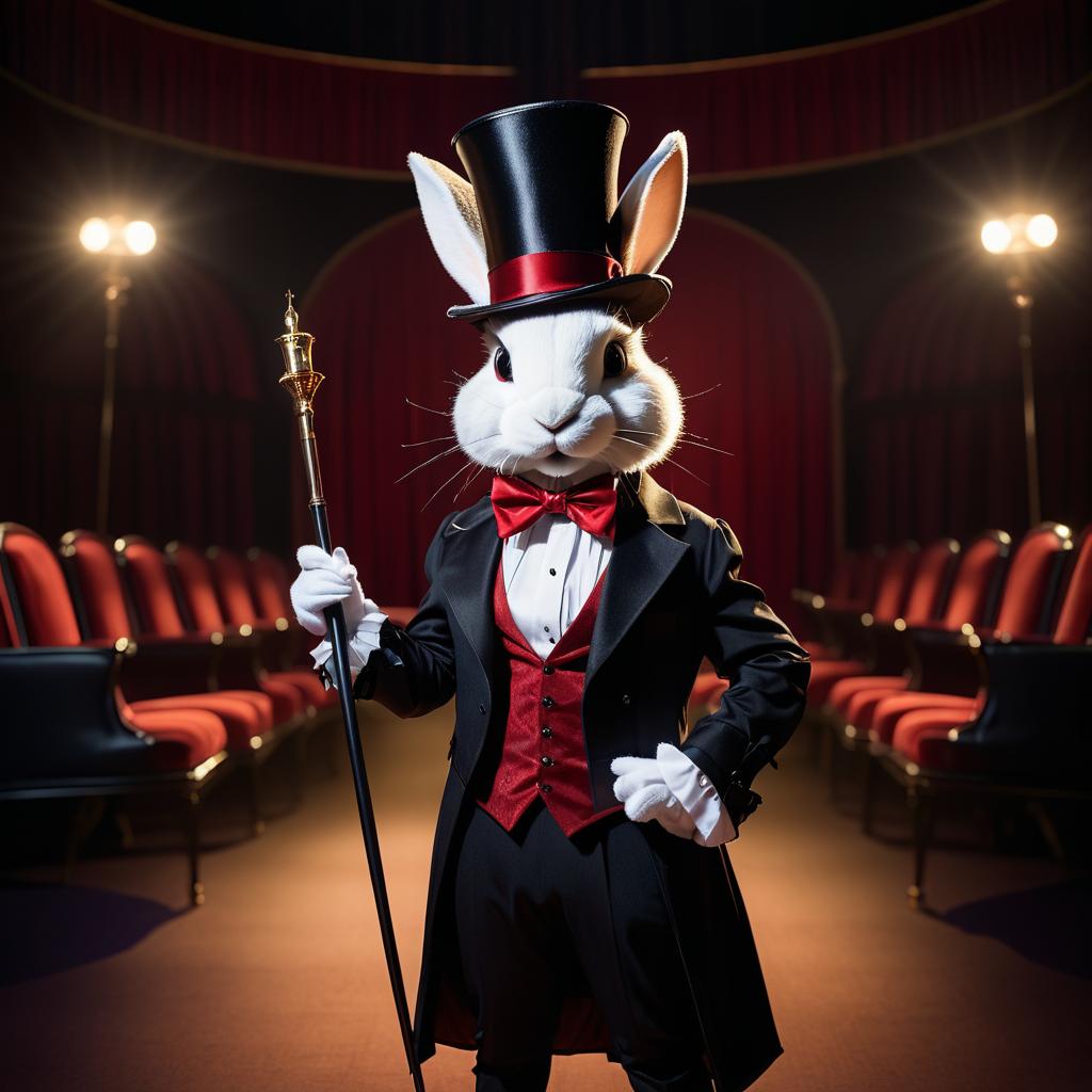 Magical Anthropomorphic Rabbit in Theater