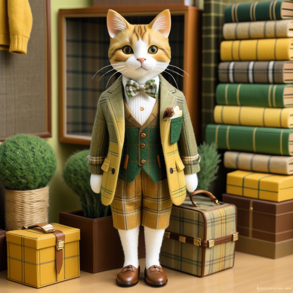 Sophisticated Cat in Tweed Attire