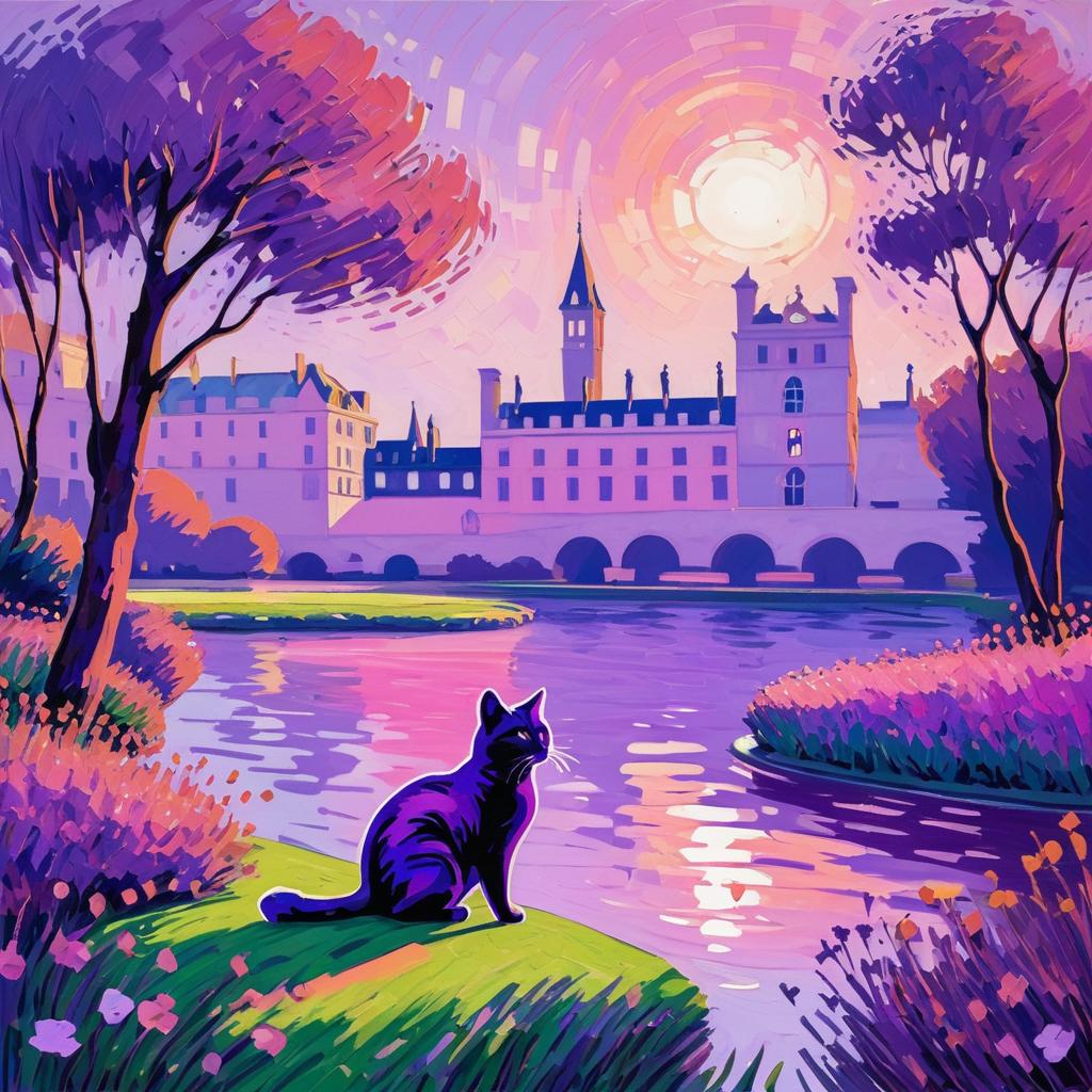 Dynamic Cat Painting with Monet Influence