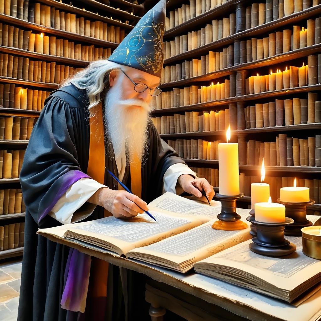 Wisdom of an Ancient Wizard in Library