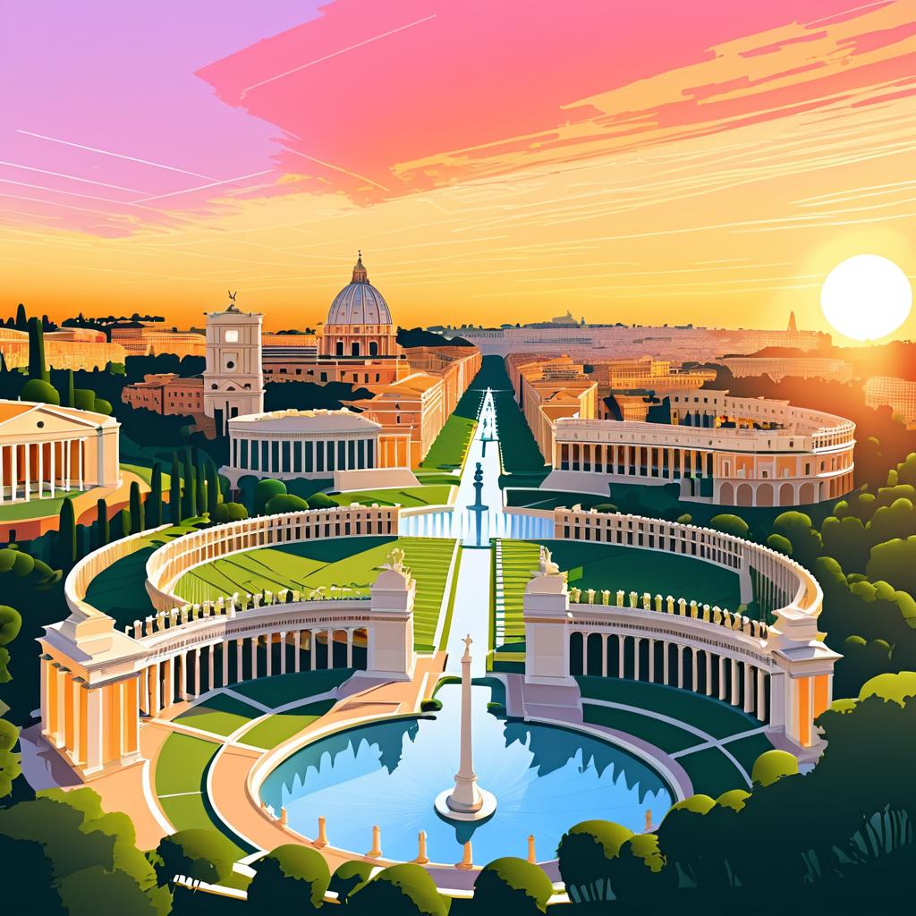 Serene Sunset Over Iconic Rome Landmarks