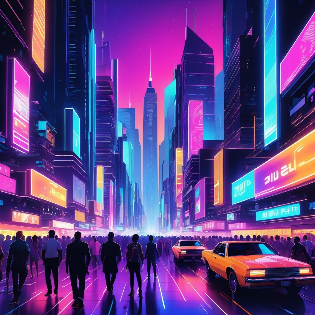 Vibrant City Nightlife in Neon Lights