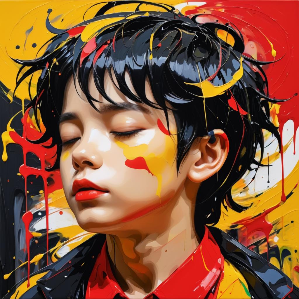 Expressionist Boy in Vibrant Colors