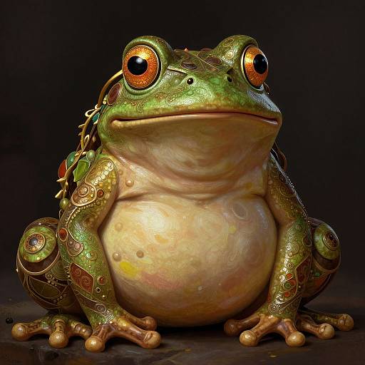 Happy Fat Frog Fantasy Illustration