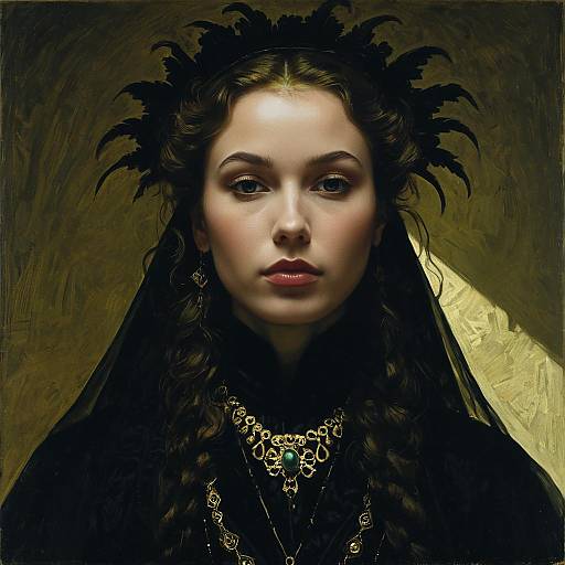 Enigmatic Enchantress with Long Shadow