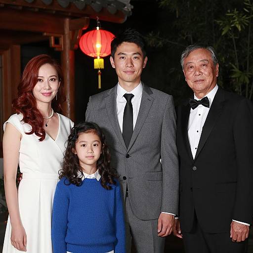 Nighttime Family Portrait with Lanterns