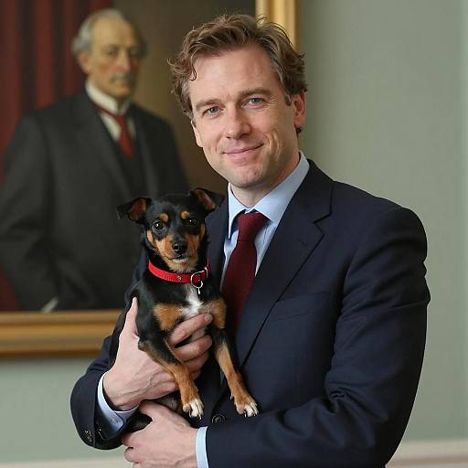 Portrait of a Man with Dog and Art