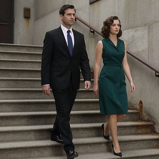 Urban Couple on Stairs in Gritty Setting