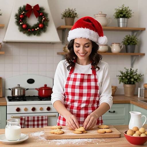 Festive Woman Baking Christmas Cookies