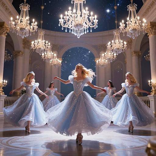 Blonde Princesses Dancing Under Stars