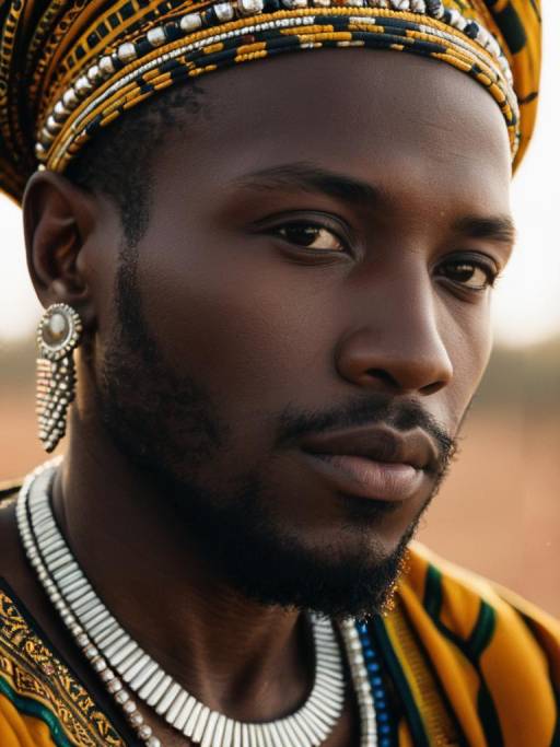 Detailed Headshot of African Man in Attire