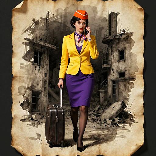 Pessimistic Utopian Stewardess Illustration