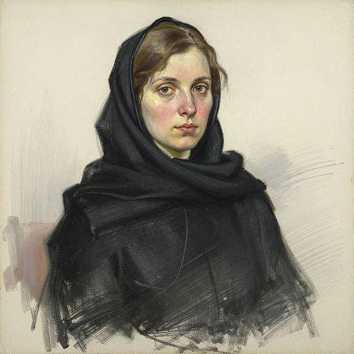 Sketch of Woman in Black Shawl