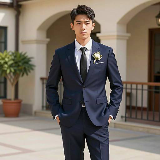 Stylish Young Man in Wedding Suit