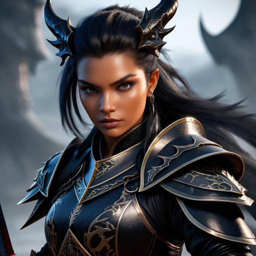 Fierce Female Dragon Slayer in Dark Fantasy Armor