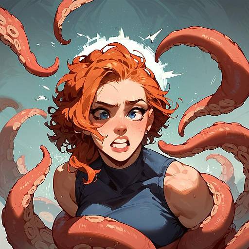 Surprised Ginger with Ombre Curls and Tentacles