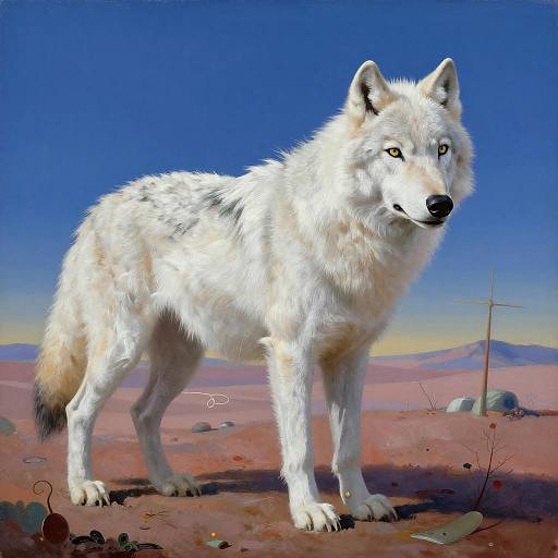 White Wolf Surrealist Painting