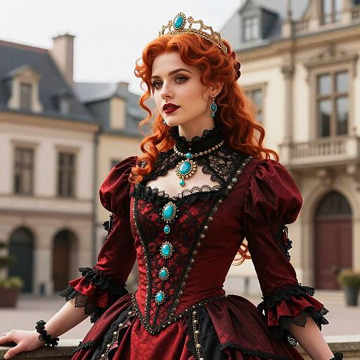 Red Haired Victorian Elegance with Turquoise Gems