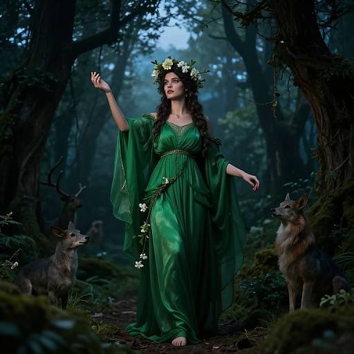 Ancient Greek Forest Goddess at Twilight