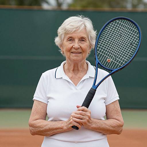 Elderly Woman Playing Tennis