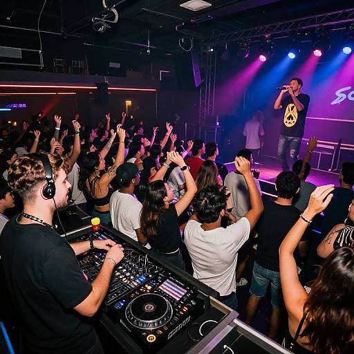 Vibrant Nightclub Scene with DJ and Singer