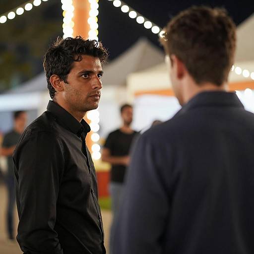 Nighttime Outdoor Scene with Two Men