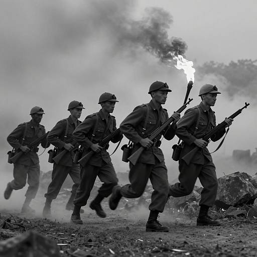 Dynamic Black and White Soldier Action