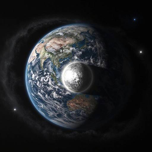 Matte Painting of Marble-like Water Planet