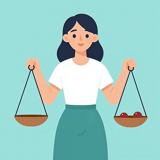 Woman Holding Heart Scales Illustration