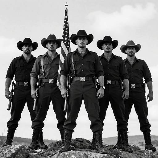 Heroic Cowboys in Intense Black and White