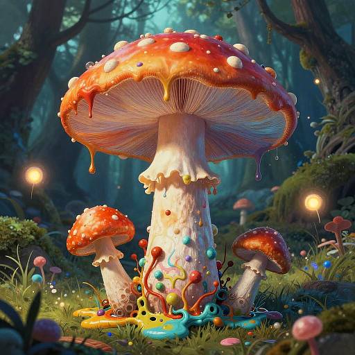 Surreal Melting Mushroom Psychedelic Art