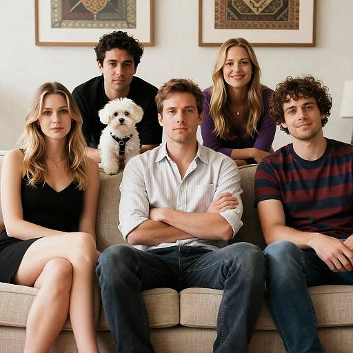 Group Portrait on a Beige Couch